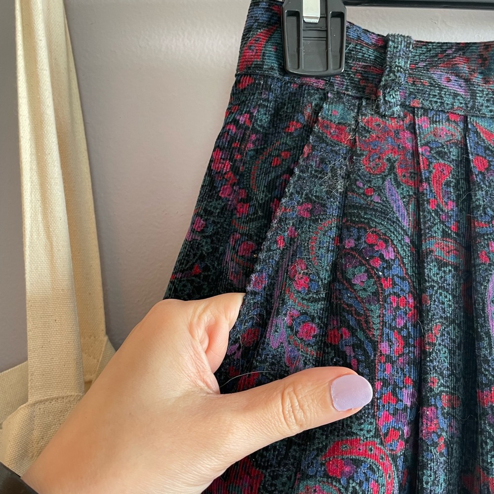 Paisley Corduroy L.L. Bean Long Skirt
